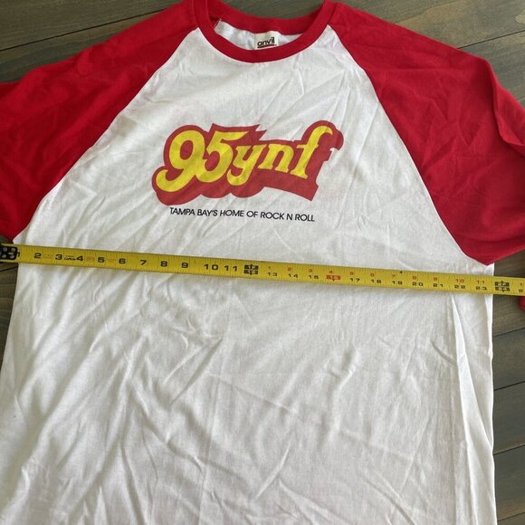 Vintage 1990s Tampa Bay Rock Radio 95YNF Station Promo Red Jersey - Mens XL (G5) - Picture 7 of 7